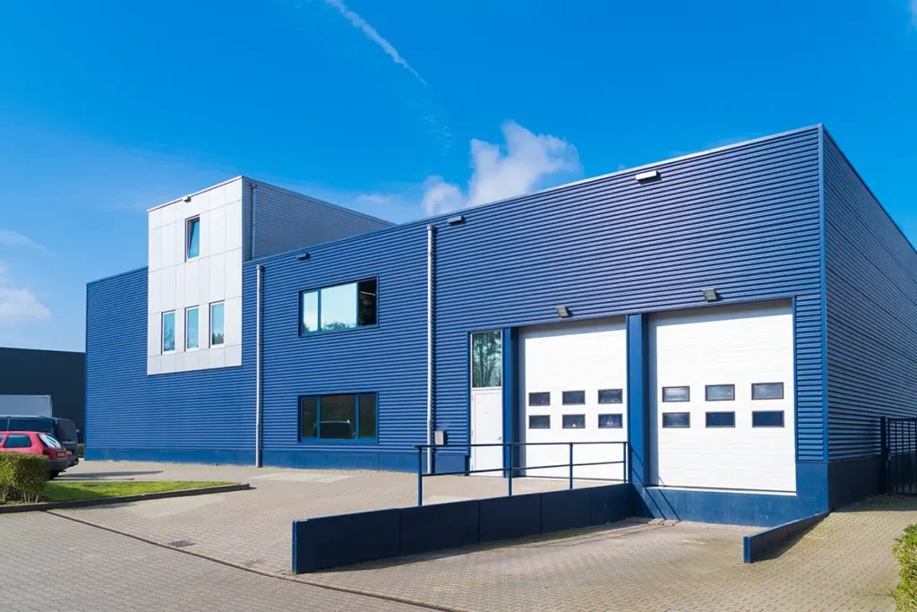 Commercial Garage Door Services blue building