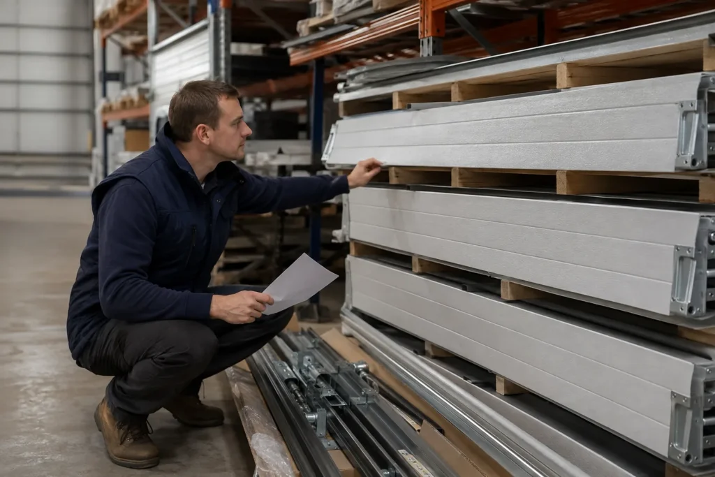 Garage Door Supplier in Pinal County - AZ comparing panel styles beside a newly framed residential garage, Garage Door Supplier in Phoenix - AZ comparing insulated door panels outside a suburban three-car garage